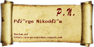 Pörge Nikodém névjegykártya